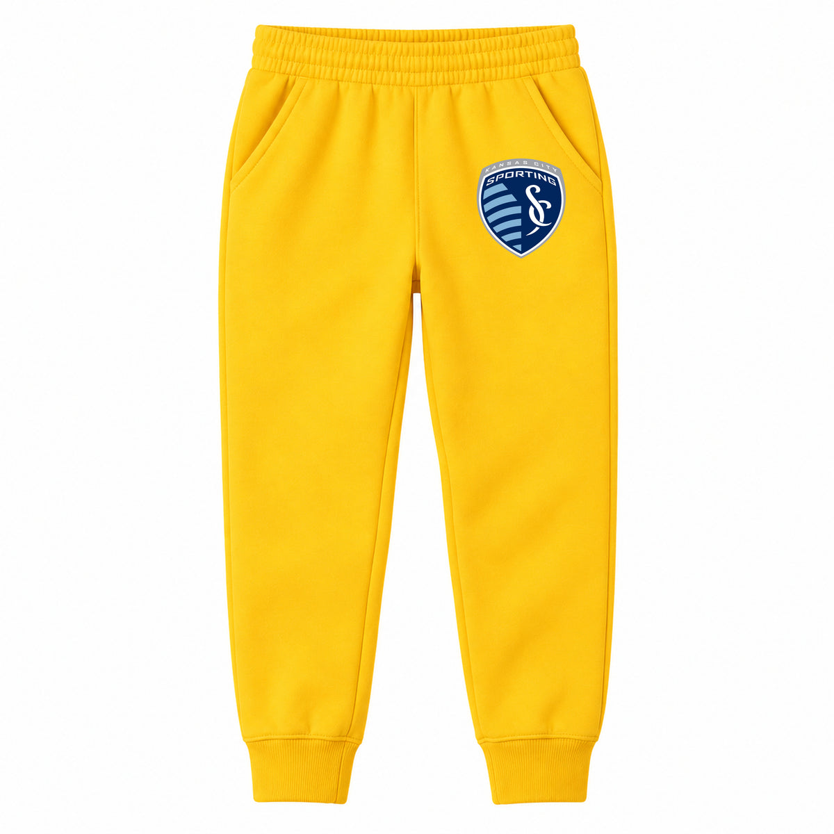 Sporting Kansas City FC youth jogger sweatpants, Yellow, Youth Large ages 10–12