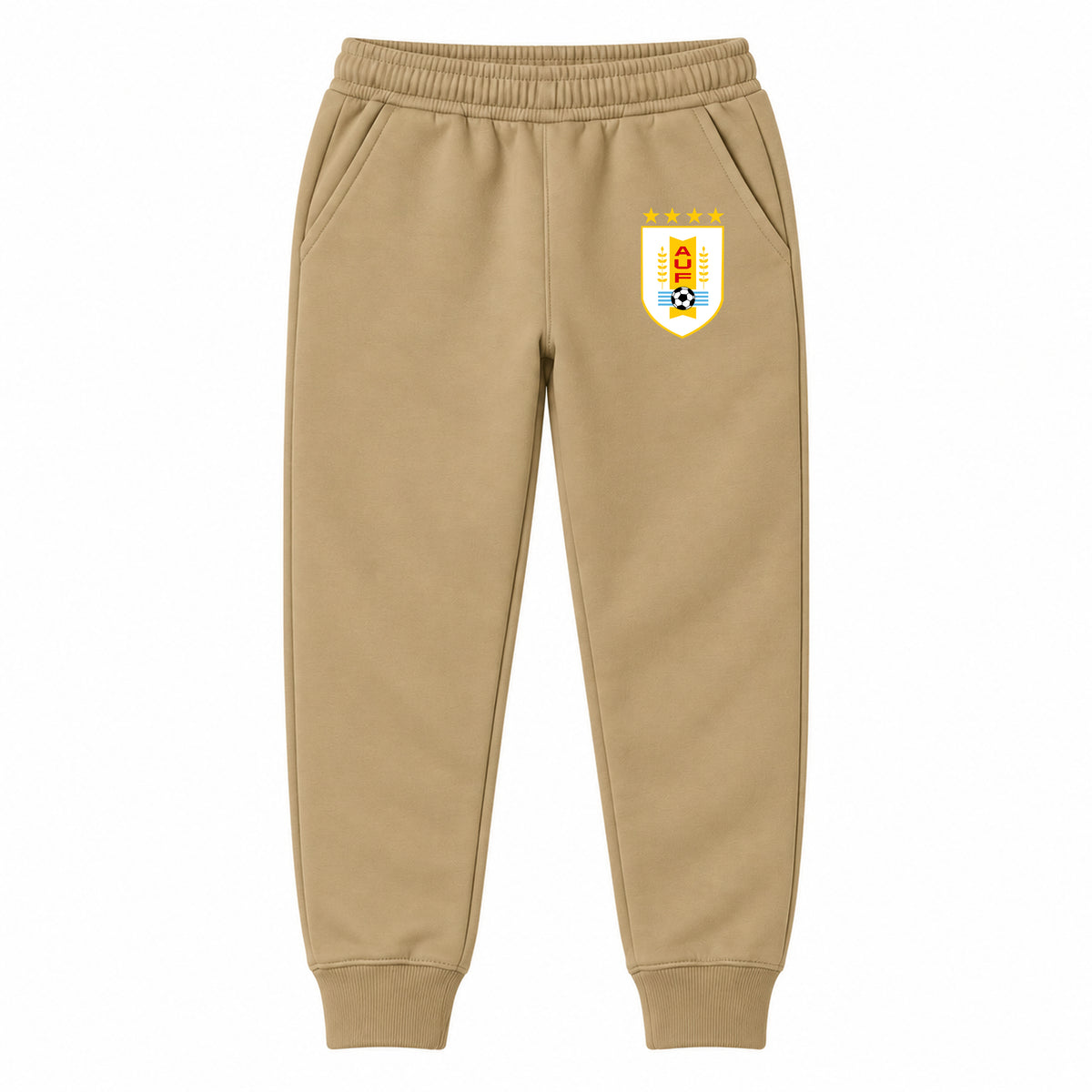 Uruguay National Soccer Team youth jogger sweatpants, Khaki, Youth Large ages 10–12