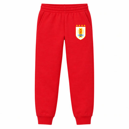 Uruguay National Soccer Team youth jogger sweatpants, Red, Youth Large ages 10–12