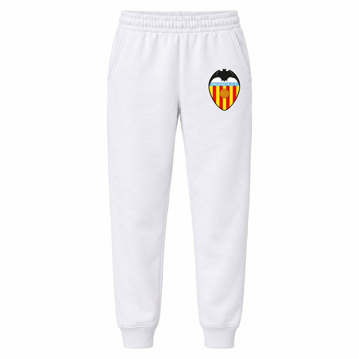 Valencia FC youth jogger sweatpants, White, Youth Large ages 10–12