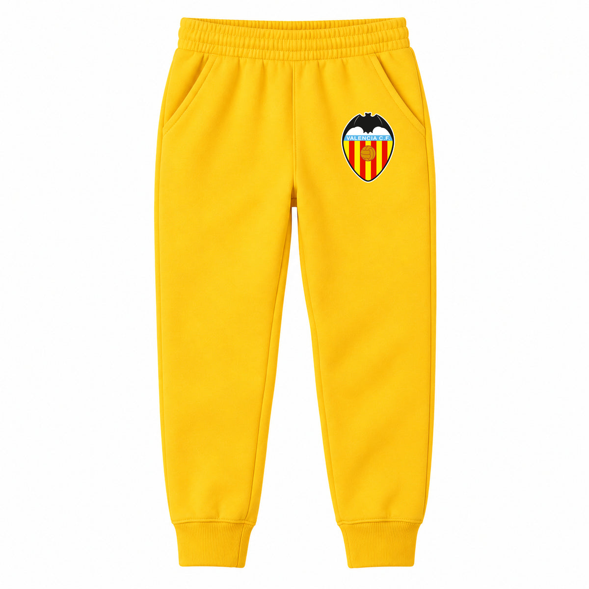 Valencia FC youth jogger sweatpants, Yellow, Youth Large ages 10–12