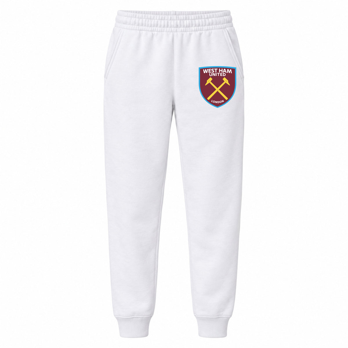 West Ham United FC youth jogger sweatpants, White, Youth Large ages 10–12
