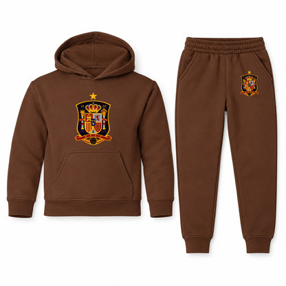 Spain National Soccer Team youth hoodie jogger set, Brown, Youth Large ages 10–12