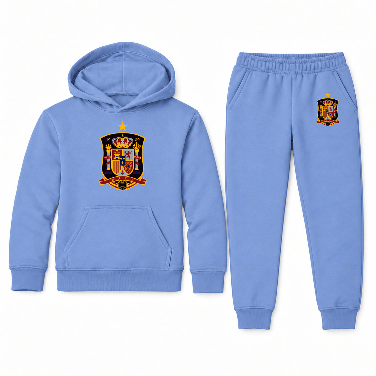 Spain National Soccer Team youth hoodie jogger set, Carolina Blue, Youth Large ages 10–12