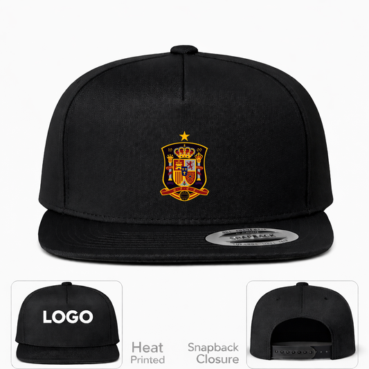Spain National Soccer Team Snapback Hat | Color: Black | Original artwork on Drive garment