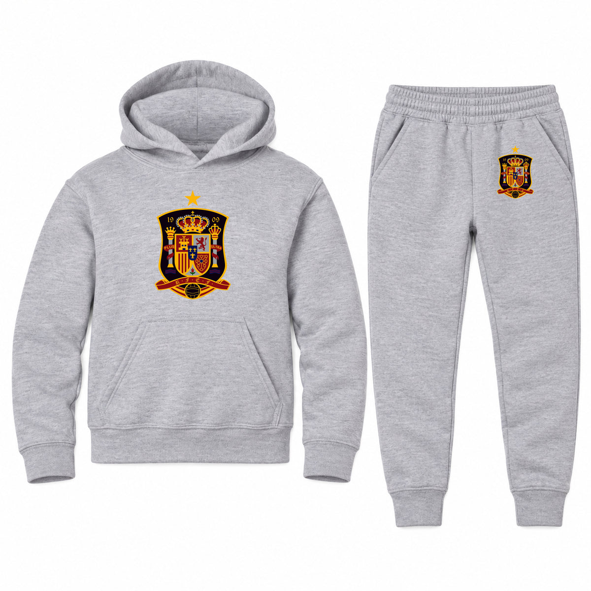 Spain National Soccer Team youth hoodie jogger set, Sports Grey, Youth Large ages 10–12