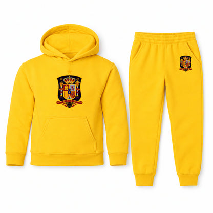 Spain National Soccer Team youth hoodie jogger set, Yellow, Youth Large ages 10–12