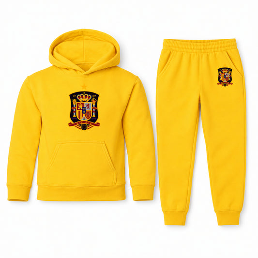 Spain National Soccer Team youth hoodie jogger set, Yellow, Youth Large ages 10–12