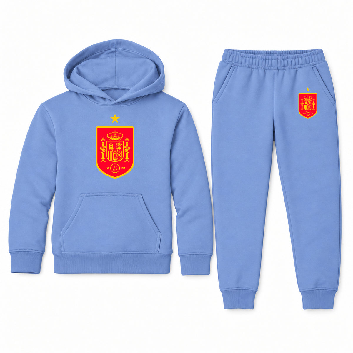 Spain Red Logo National Soccer Team youth hoodie jogger set, Carolina Blue, Youth Large ages 10–12