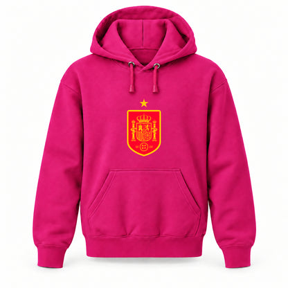 Spain Red Logo National Soccer Team - Youth Large Hoodie (Ages 10–12) | Color: Hot Pink