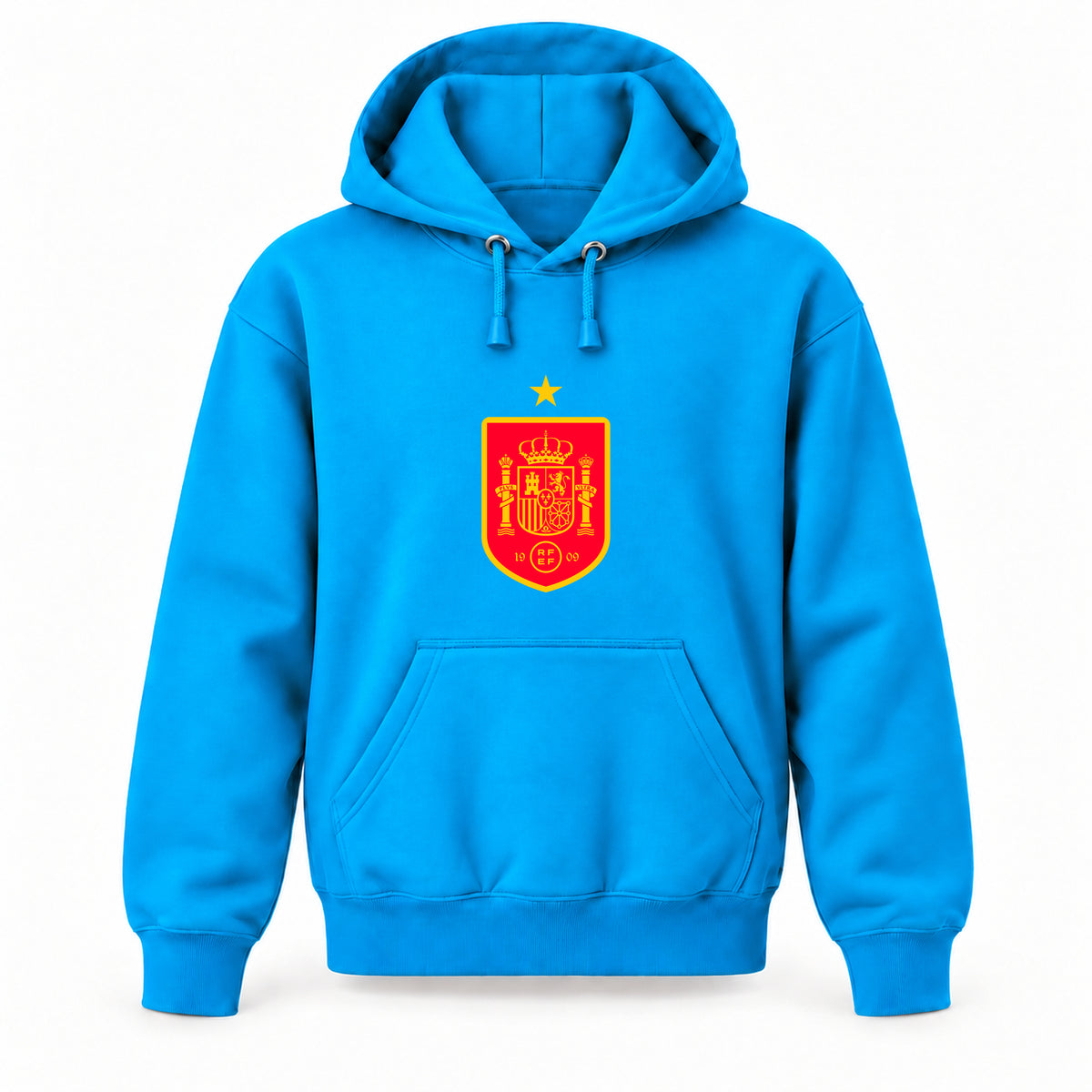 Spain Red Logo National Soccer Team - Youth Large Hoodie (Ages 10–12) | Color: Turquoise