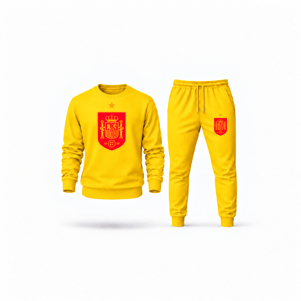 Men's Spain Red Logo National Soccer Team Sweatshirt Joggers Set | Color: Yellow | Main