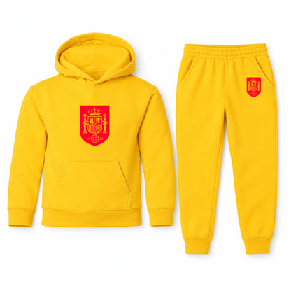 Spain Red Logo National Soccer Team youth hoodie jogger set, Yellow, Youth Large ages 10–12