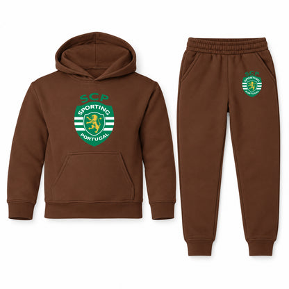 Sporting CP FC youth hoodie jogger set, Brown, Youth Large ages 10–12