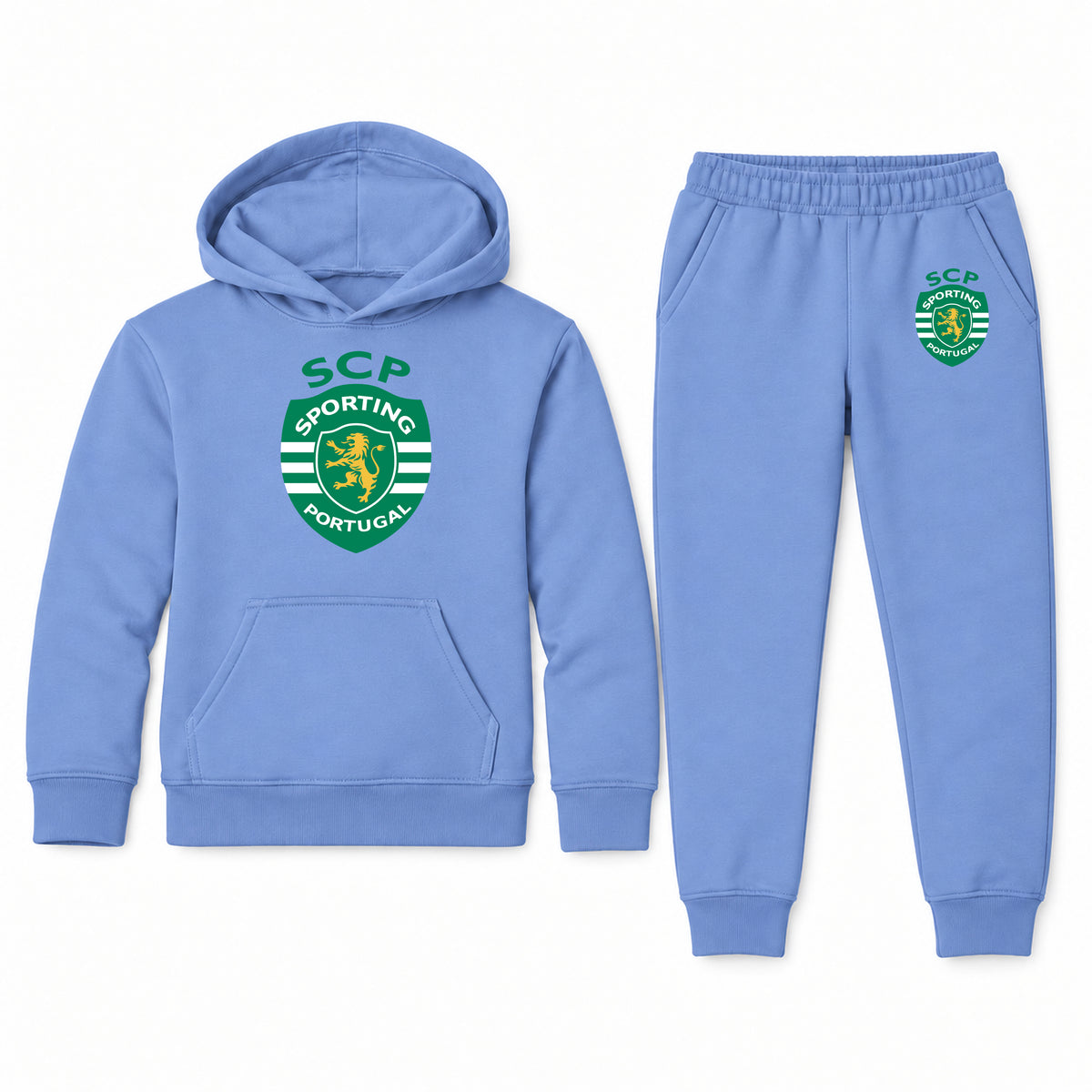 Sporting CP FC youth hoodie jogger set, Carolina Blue, Youth Large ages 10–12