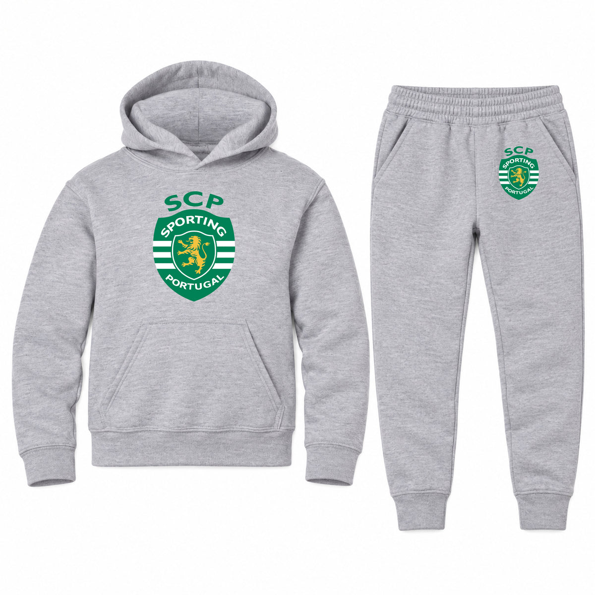 Sporting CP FC youth hoodie jogger set, Sports Grey, Youth Large ages 10–12