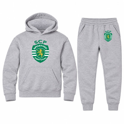 Sporting CP FC youth hoodie jogger set, Sports Grey, Youth Large ages 10–12