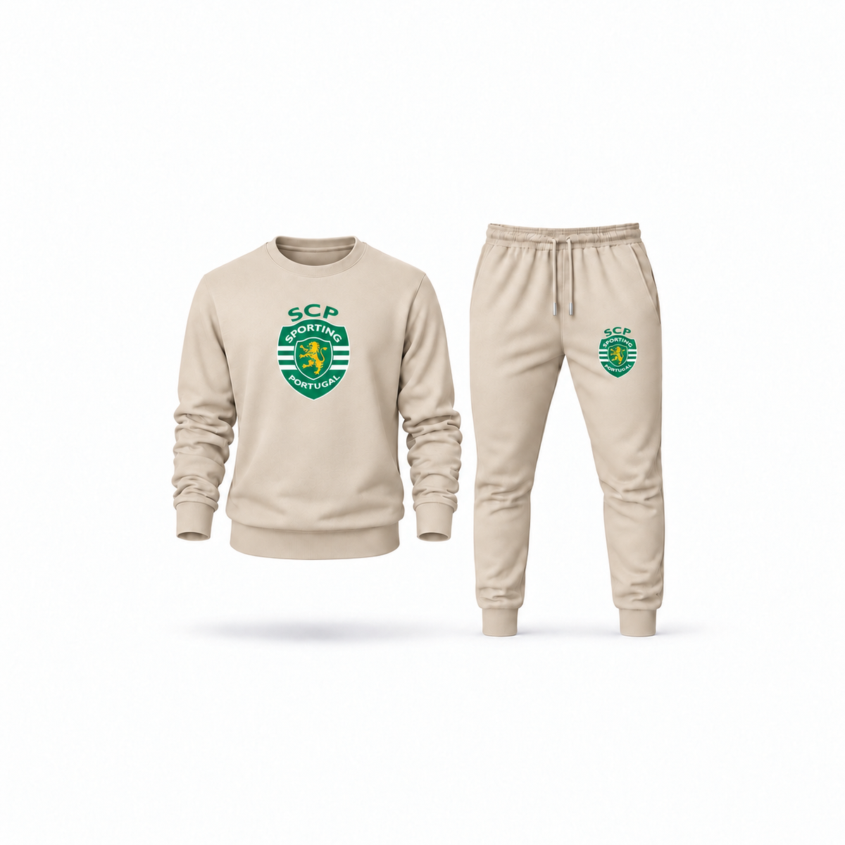 Men's Sporting CP FC Sweatshirt Joggers Set | Color: Tan | Main