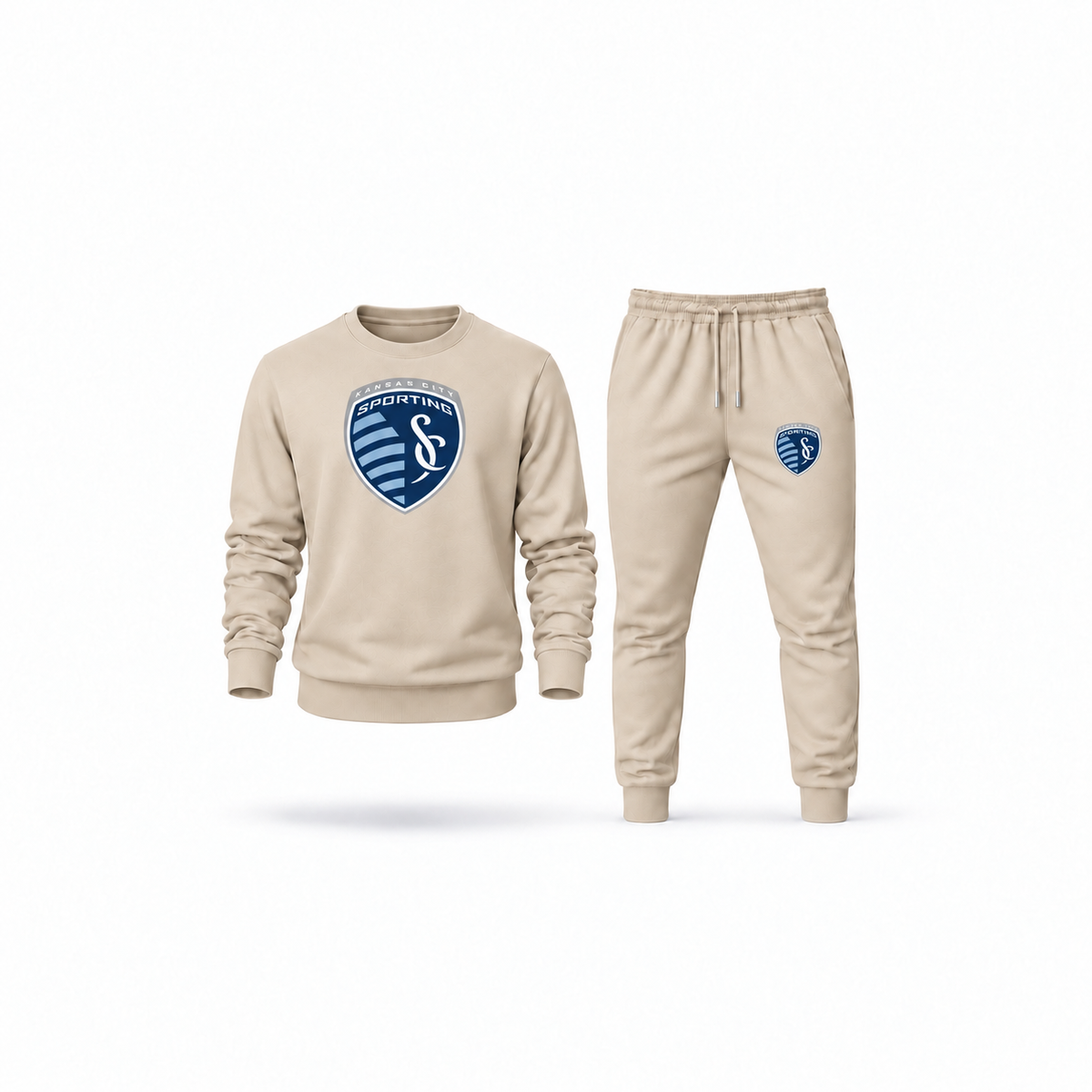 Men's Sporting Kansas City FC Sweatshirt Joggers Set | Color: Tan | Main