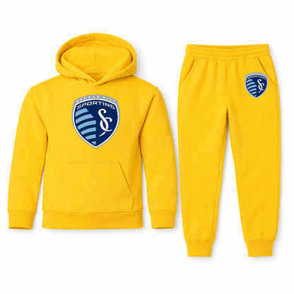 Sporting Kansas City FC youth hoodie jogger set, Yellow, Youth Large ages 10–12