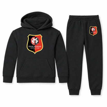 Stade Rennais FC youth hoodie jogger set, Black, Youth Large ages 10–12