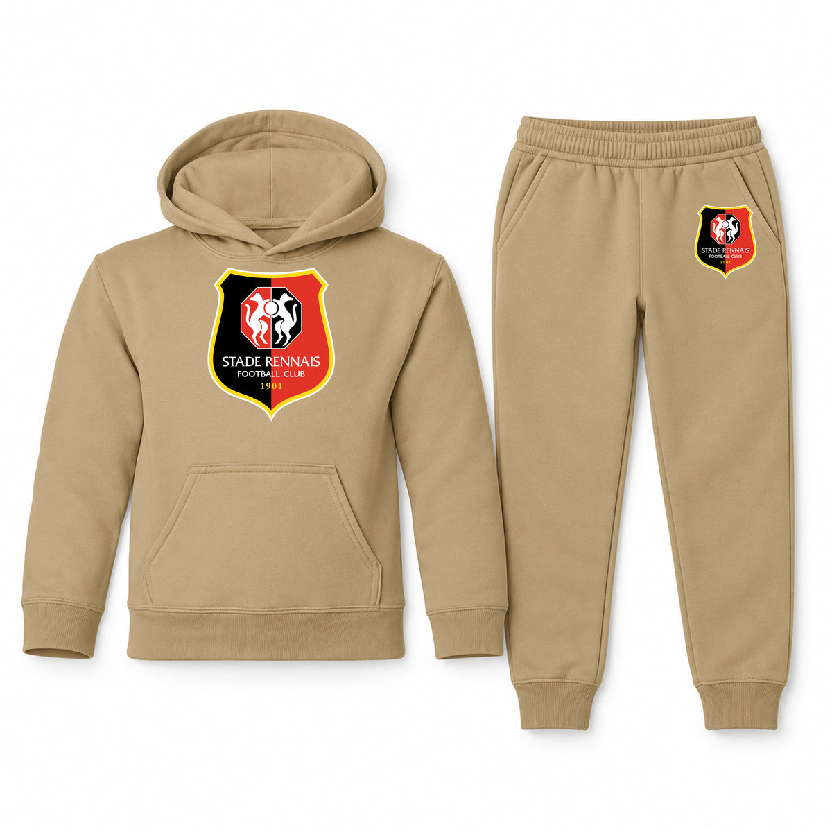 Stade Rennais FC youth hoodie jogger set, Khaki, Youth Large ages 10–12