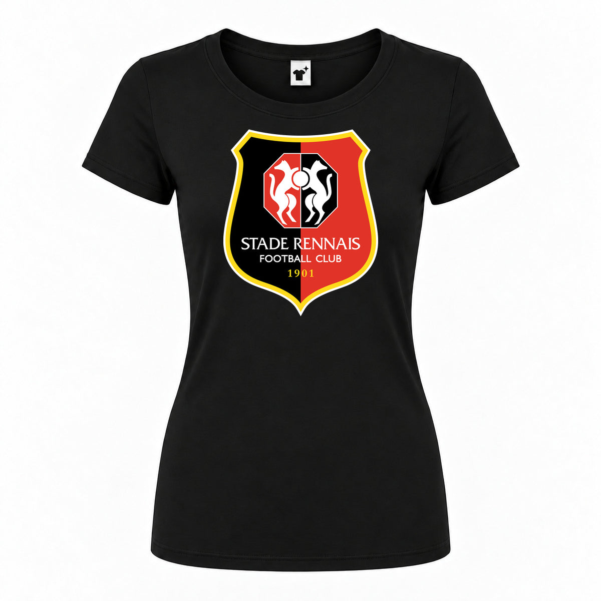 Women's Stade Rennais FC Round Neck T-Shirt — Black — original logo on current Drive garment