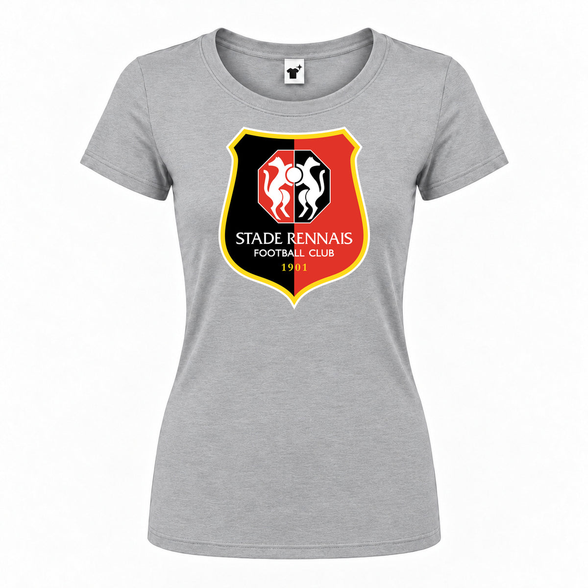 Women's Stade Rennais FC Round Neck T-Shirt — Grey — original logo on current Drive garment