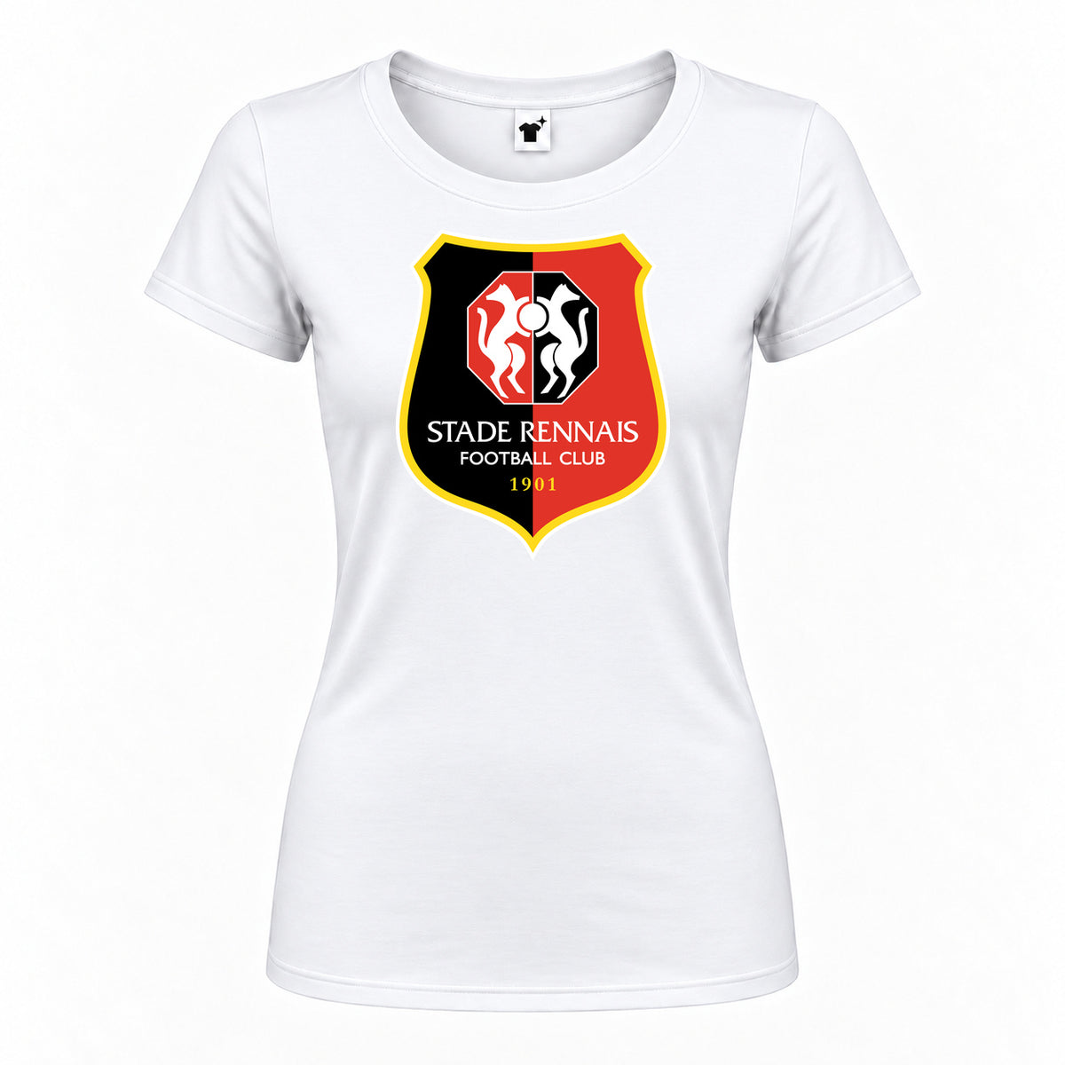Women's Stade Rennais FC Round Neck T-Shirt — White — original logo on current Drive garment