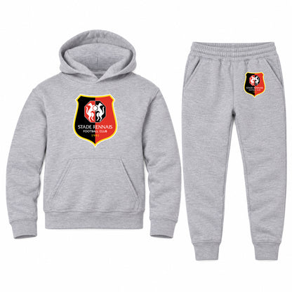 Stade Rennais FC youth hoodie jogger set, Sports Grey, Youth Large ages 10–12