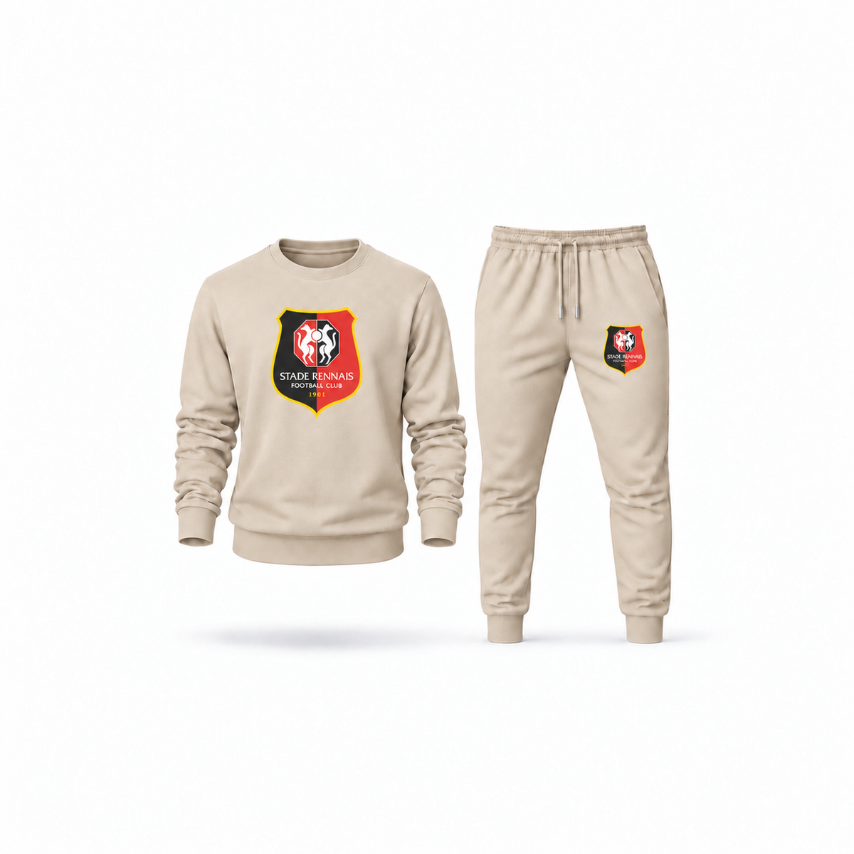 Men's Stade Rennais FC Sweatshirt Joggers Set | Color: Tan | Main