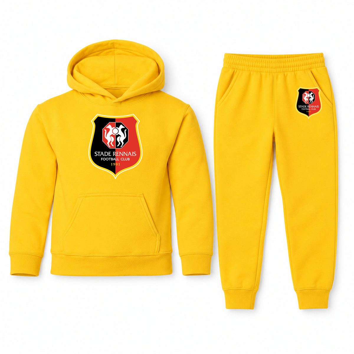 Stade Rennais FC youth hoodie jogger set, Yellow, Youth Large ages 10–12