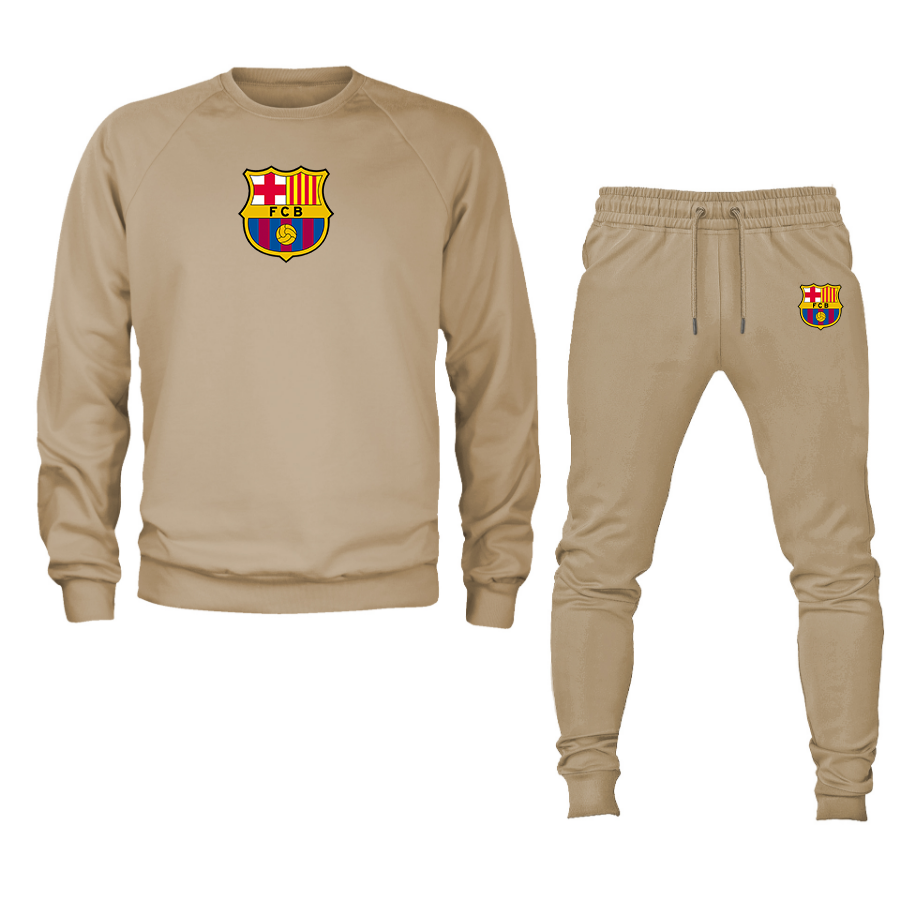 Men's F.C. Barcelona Soccer Logo Crewneck Sweatshirt Joggers Suit