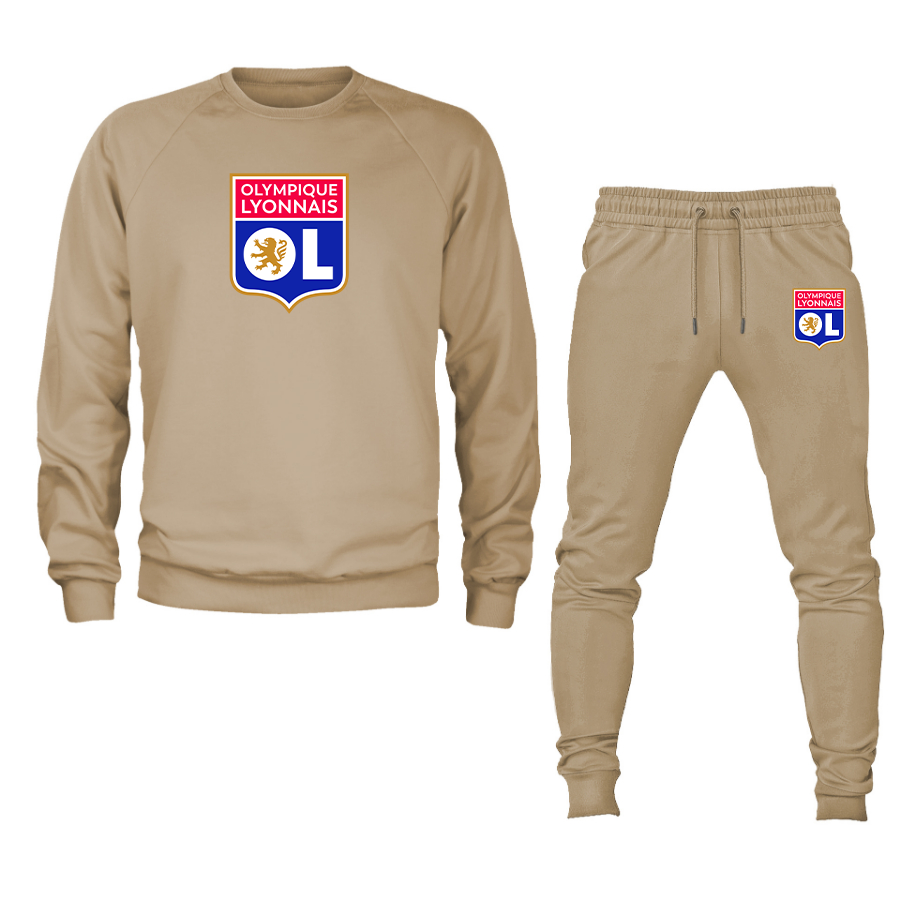 Men's Olympique Lyonnais FC Crewneck Sweatshirt Joggers Suit