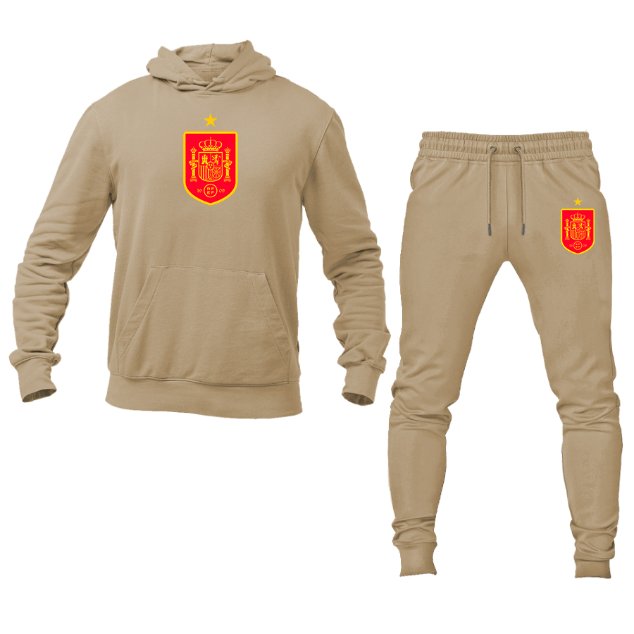 Men's Spain Red Logo National Soccer Team Hoodie Joggers Set