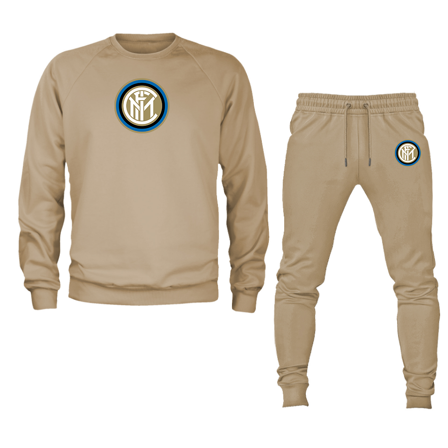 Men's Inter Milan Soccer Logo Crewneck Sweatshirt Joggers Suit