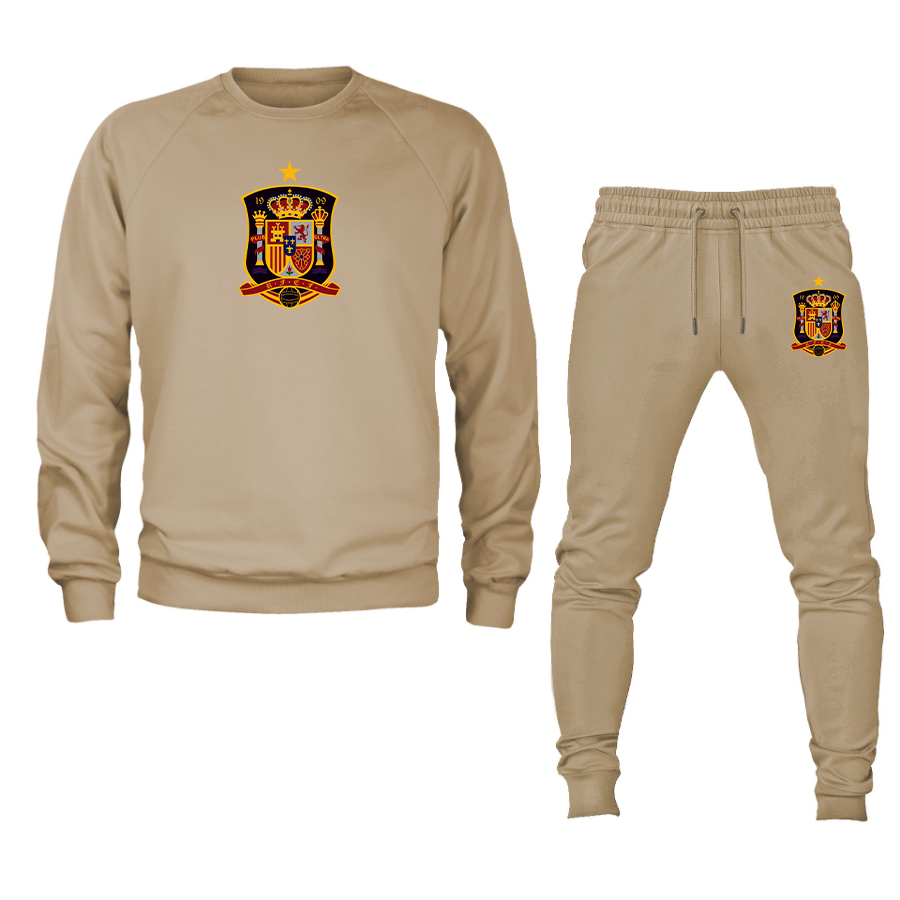 Men's Spain National Soccer Team Crewneck Sweatshirt Joggers Suit