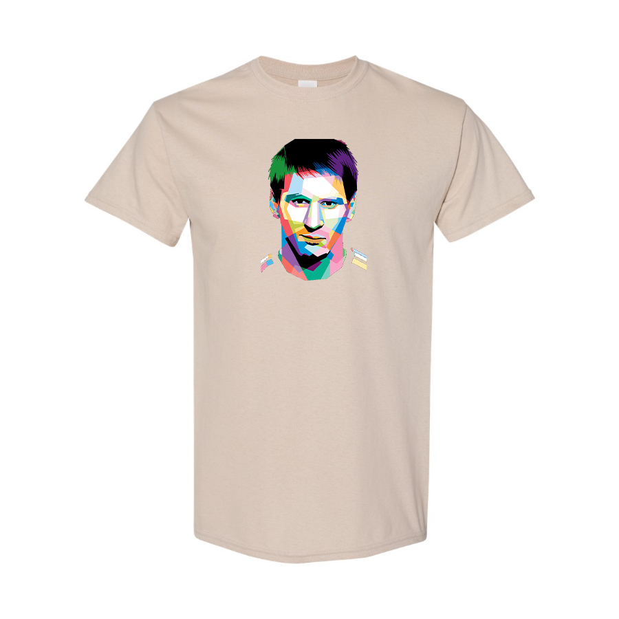 Men's Lionel Messi Face Art Soccer Cotton T-Shirt