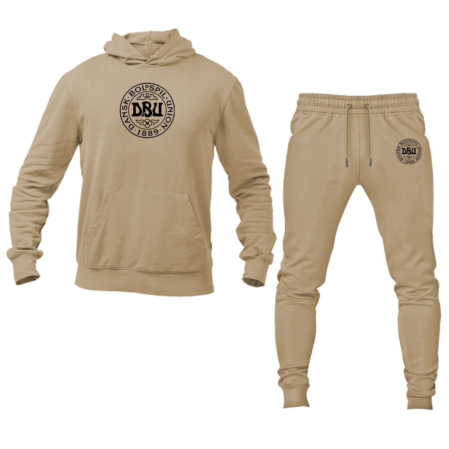 Men's Denmark Soccer Soccer Logo Hoodie Joggers Set