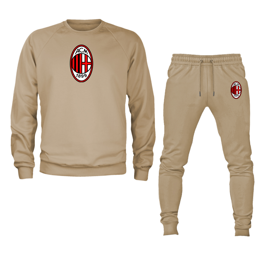 Men’s AC Milan Soccer Logo Crewneck Sweatshirt Joggers Suit