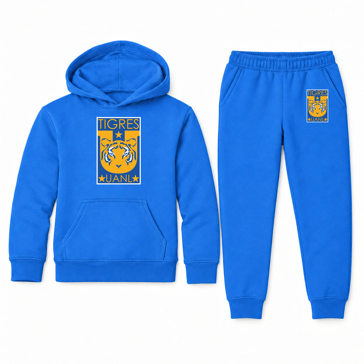 Tigres UANL FC youth hoodie jogger set, Blue, Youth Large ages 10–12