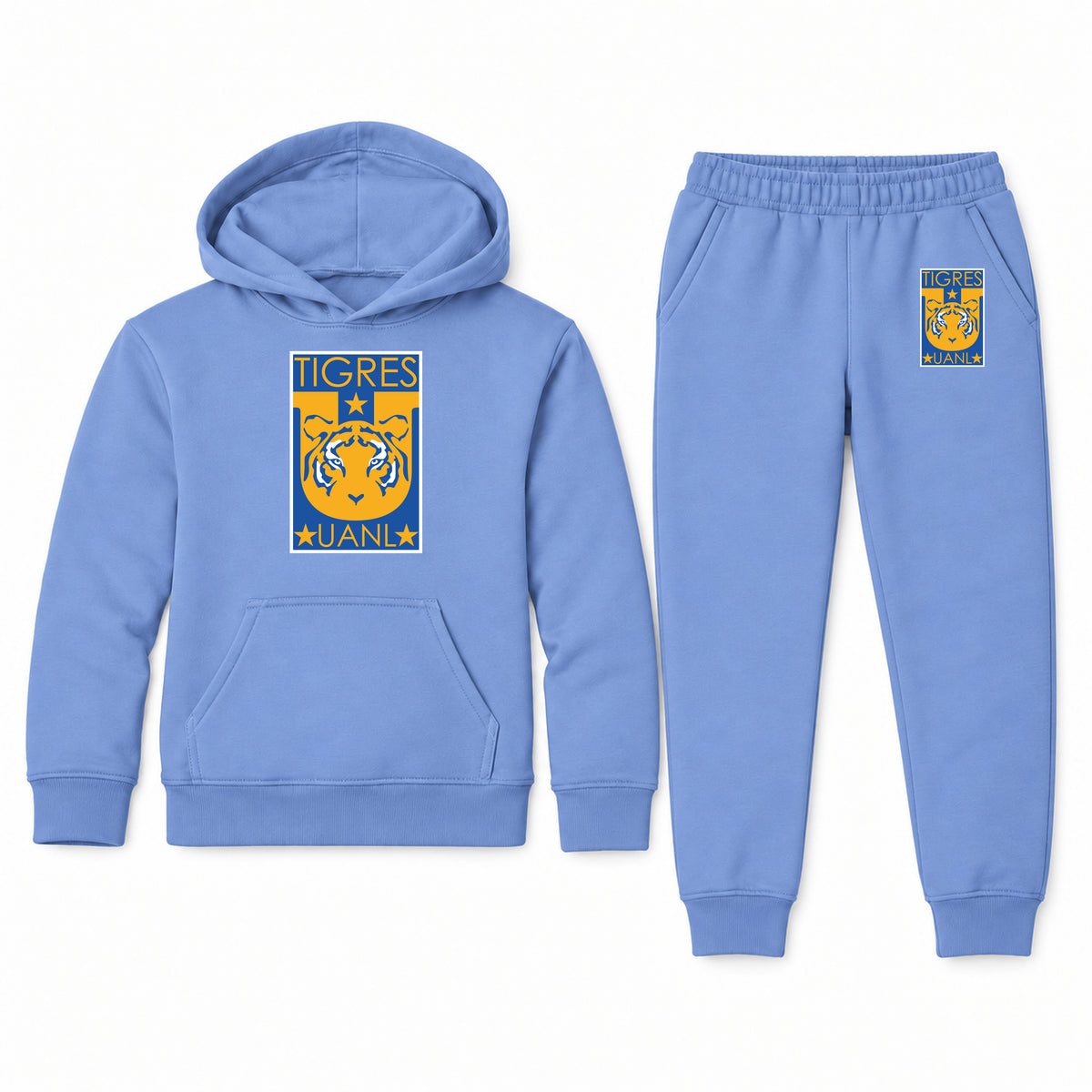 Tigres UANL FC youth hoodie jogger set, Carolina Blue, Youth Large ages 10–12
