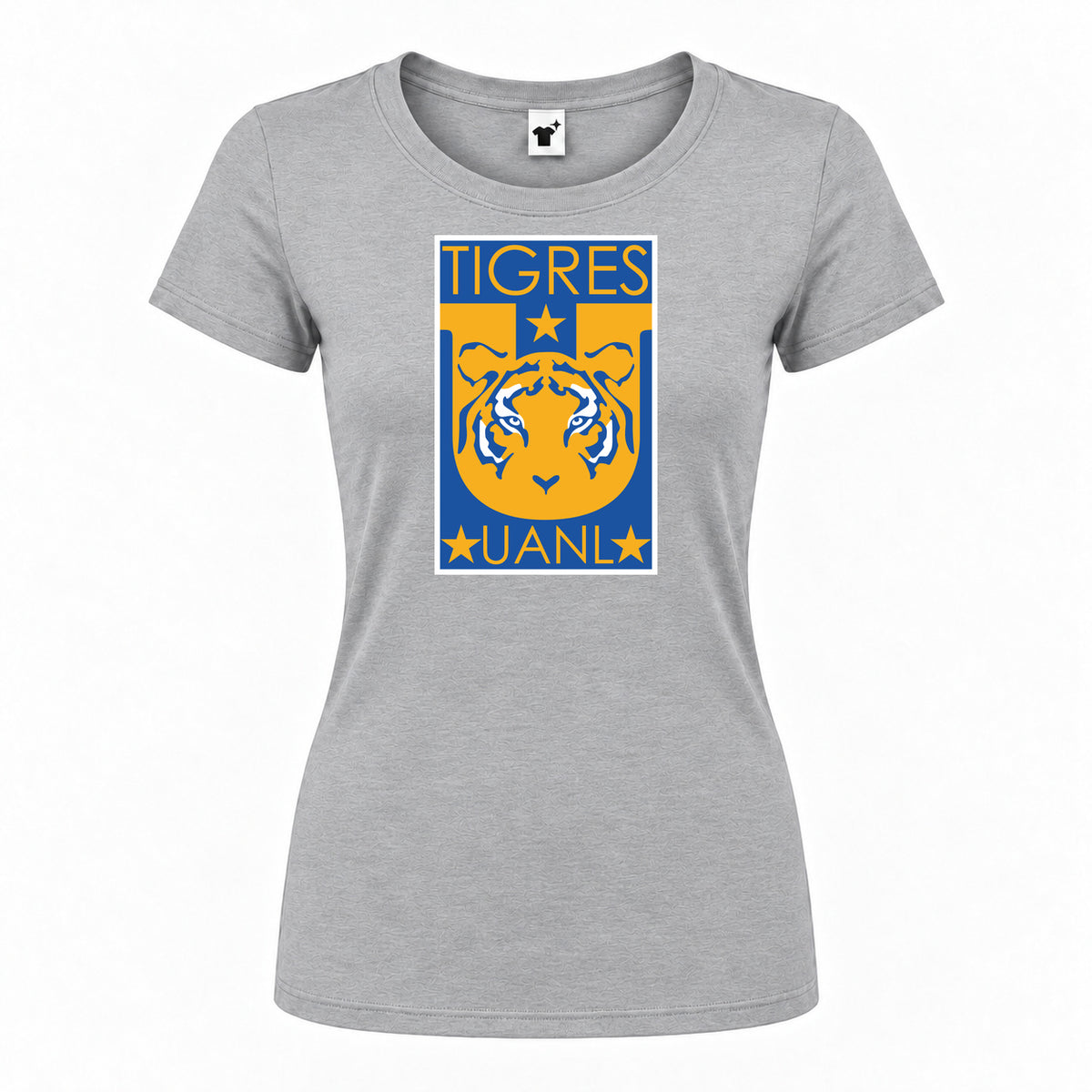 Women's Tigres UANL FC Round Neck T-Shirt — Grey — original logo on current Drive garment
