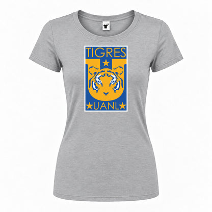 Women's Tigres UANL FC Round Neck T-Shirt — Grey — original logo on current Drive garment