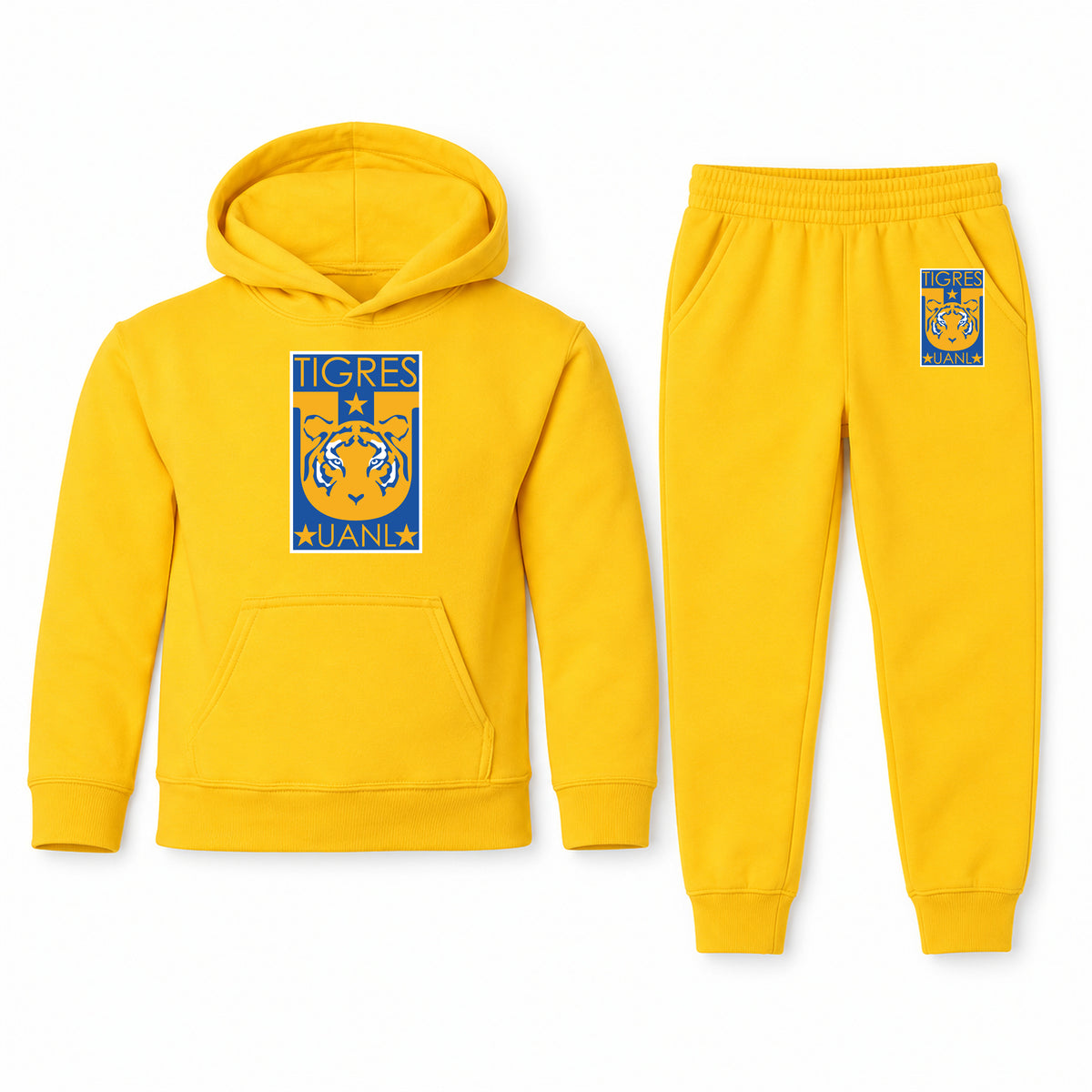 Tigres UANL FC youth hoodie jogger set, Yellow, Youth Large ages 10–12