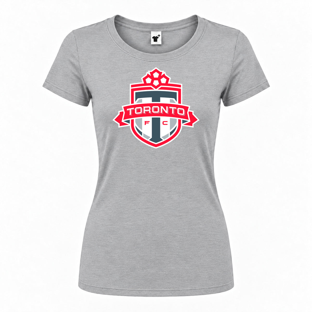Women's Toronto FC Round Neck T-Shirt — Grey — original logo on current Drive garment