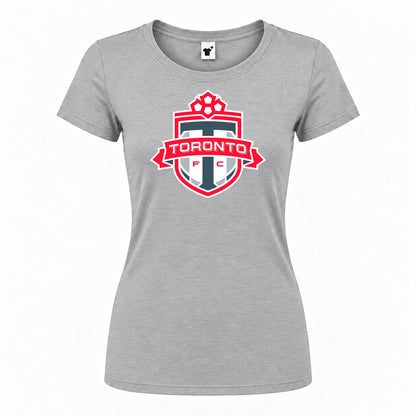 Women's Toronto FC Round Neck T-Shirt — Grey — original logo on current Drive garment