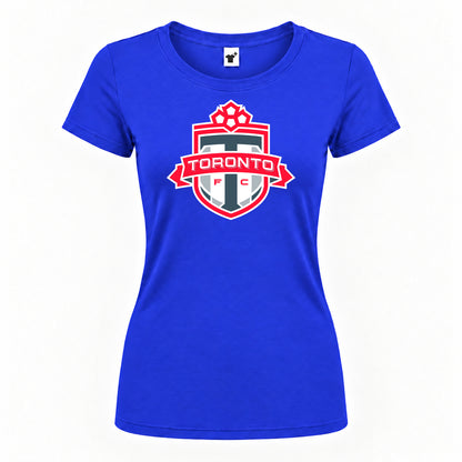 Women's Toronto FC Round Neck T-Shirt — Royal Blue — original logo on current Drive garment