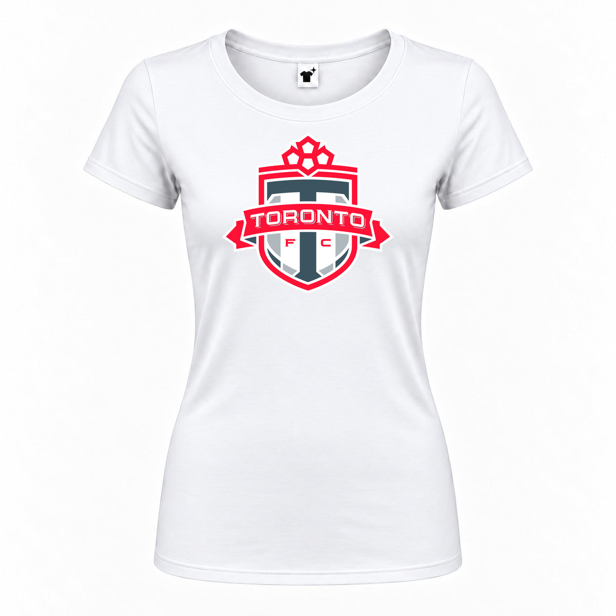 Women's Toronto FC Round Neck T-Shirt — White — original logo on current Drive garment