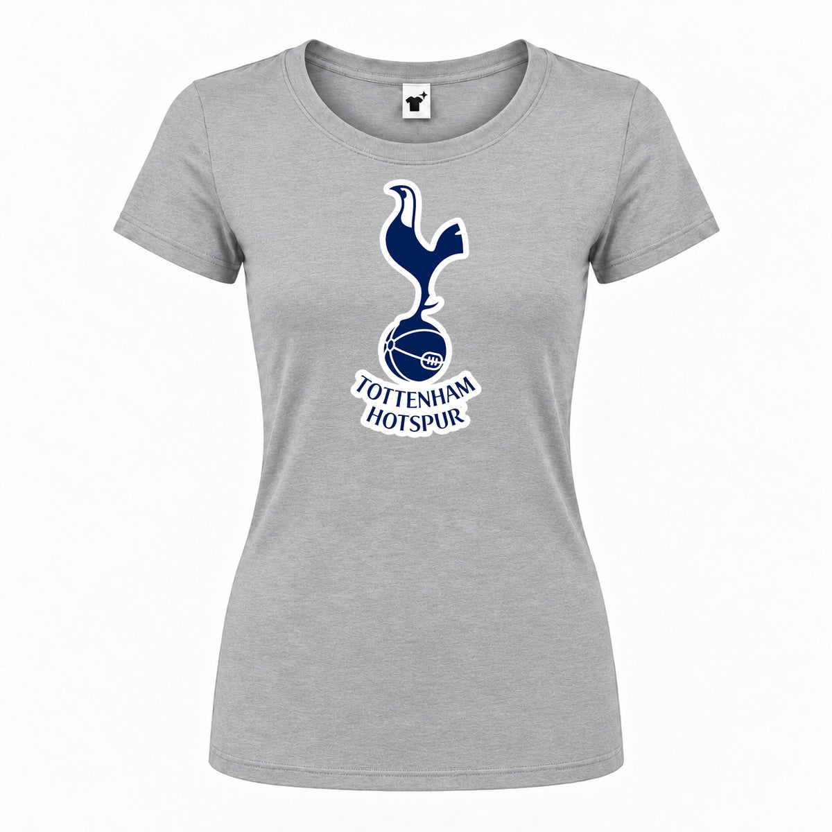 Women's Tottenham Hotspur F.C. Soccer Round Neck T-Shirt — Grey — original logo on current Drive garment